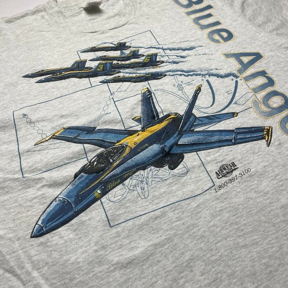 Vintage 90’s Blue Angels Jet Plane T Shirt Single Stitched Gray Size XL - Picture 3 of 8